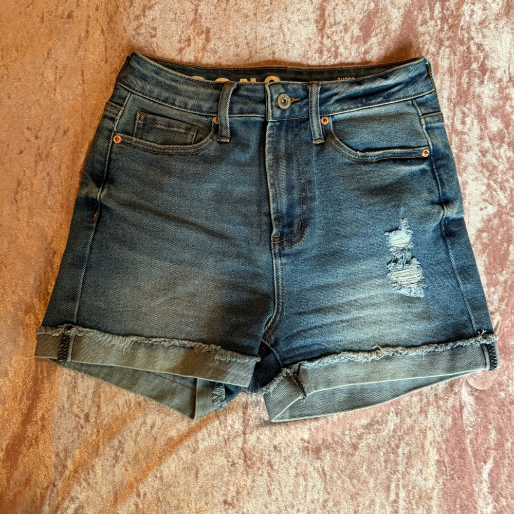 Stylish Blue Denim Shorts S.O.N.G perfect super high rise shorts. 3/26